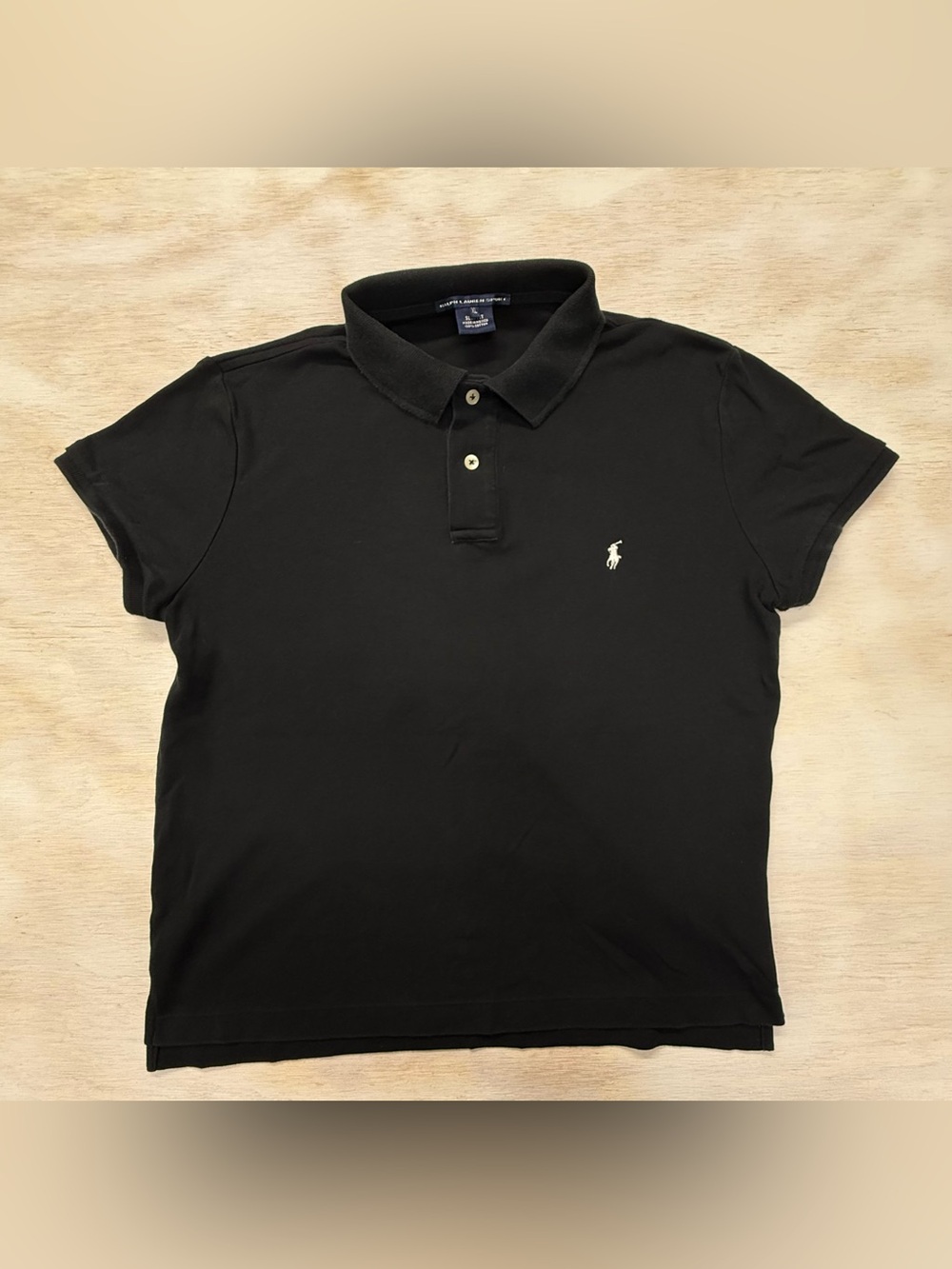 Vintage 90’s Ralph Lauren Sport Black Polo with White Pony Logo Boy’s XL